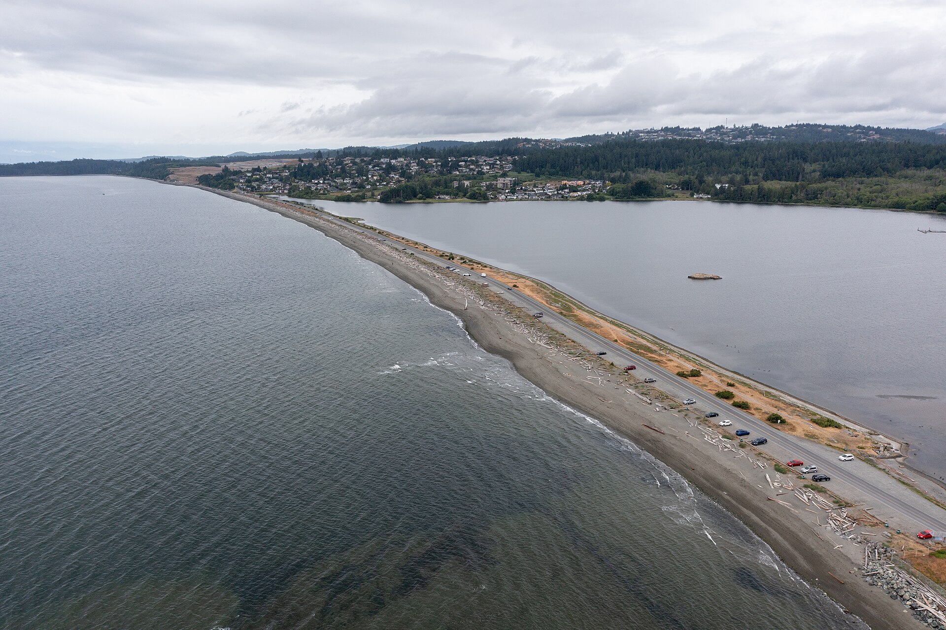 Aerial photograph of Esquimalt Lagoon and Coburg Peninsula